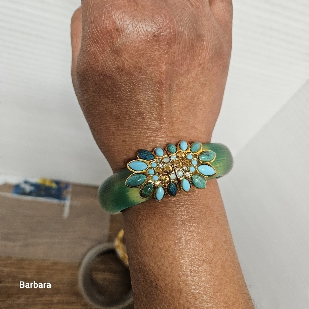 Alexis Bittar Lucite Hinged Floral Bracelet